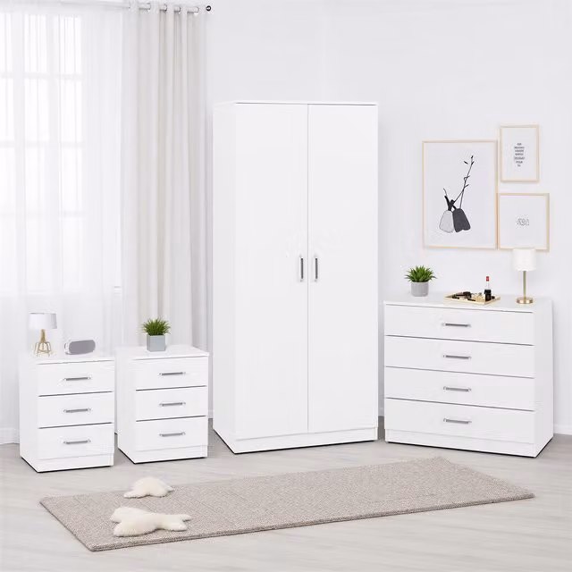 Seconique Dakota 2 Door White Matt Modern Bedroom Wardrobe