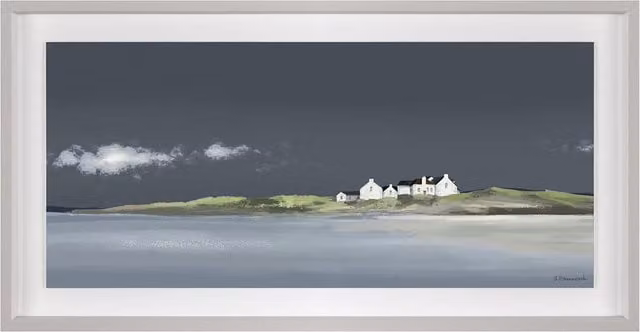 Perch & Parrow Rustic Midnight Sky Framed Wall Art in Grey, Rectangular Landscape