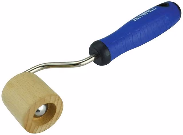 Faithfull Soft Grip Seam Roller with Stainless Steel and Wood Construction, Multicolour