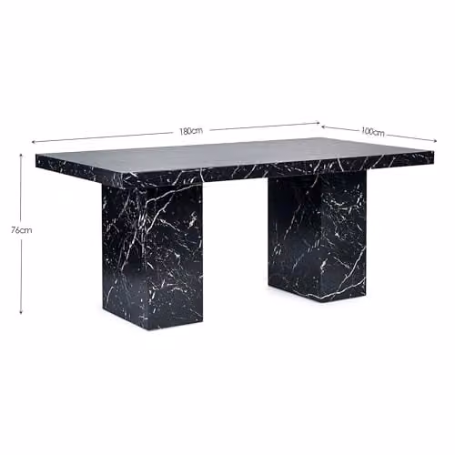 Julian Bowen Rome Rectangular Marble Effect Dining Table in Black and White, W: 180 cm, D: 100 cm, H: 76 cm – 2