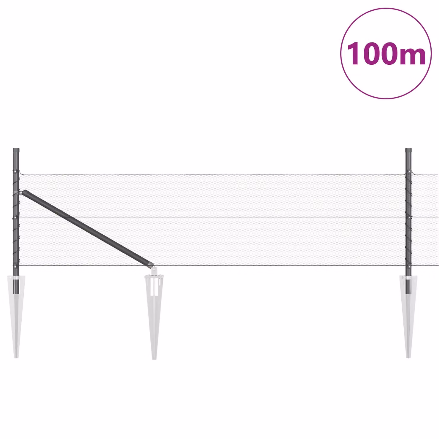 Berkfield Home Grey Galvanised Steel Hexagon Fence, W/H: 0.4 x 100 m – 1