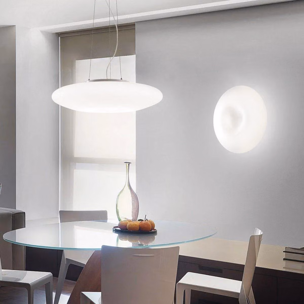 Ideal Lux Glory SP5 D60 White Oval Ceiling Pendant Light with Glass and Metal Finish – 2