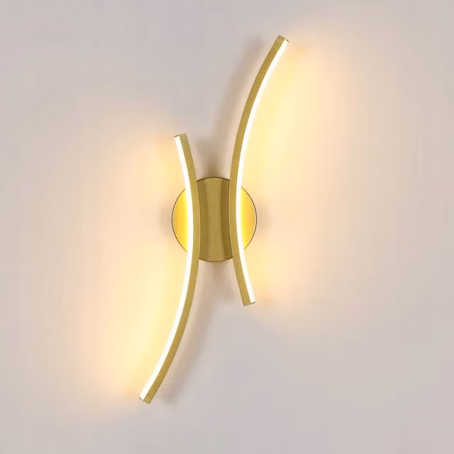 COMELY Modern LED Curved Acrylic Wall Lights in Gold with Warm White 3000K Output – 1