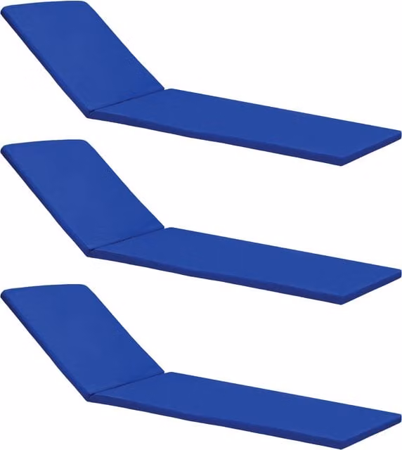 Gardenista Blue Rectangular Outdoor Sun Lounger Cushion Set of 3
