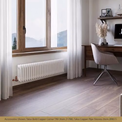 Alpha UK Radiators Traditional Cast-Iron Style 3 Column Horizontal Radiator in White, H 30.0 cm x W 117.7 cm x D 10.0 cm – 2