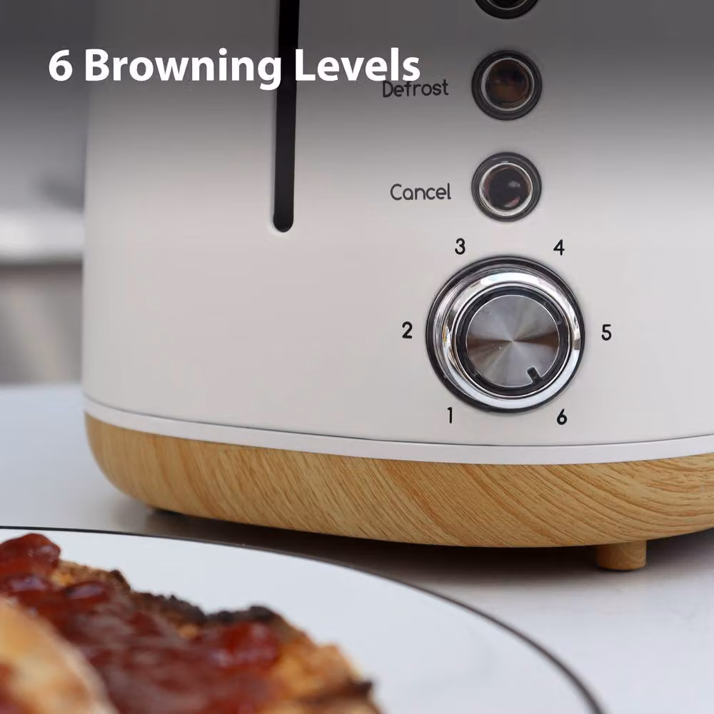 Statesman 2 Slice Scandi Toaster in Beige and White – 3