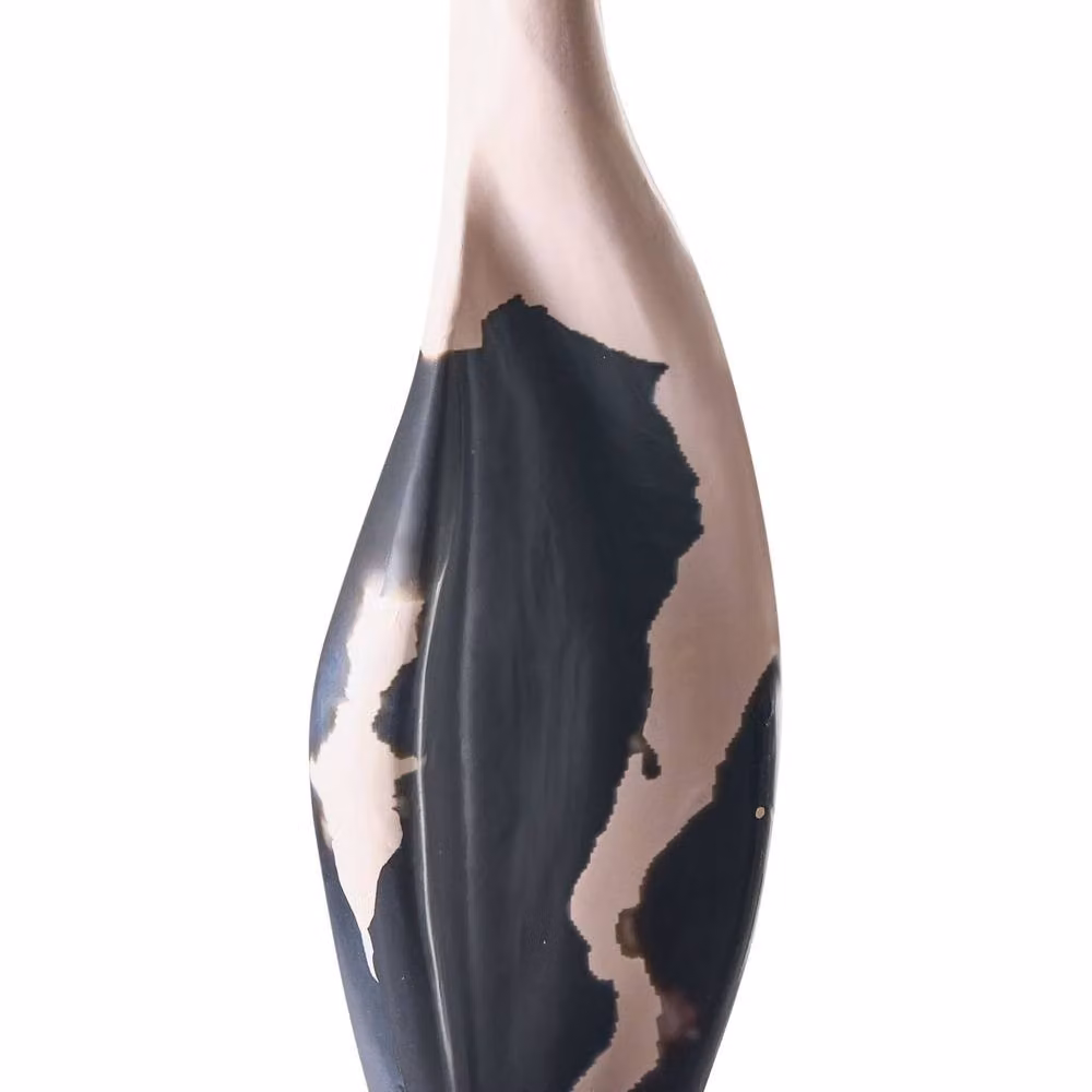Wyld and Coco Handcrafted Mango Wood Tabletop Vase in Beige and Black – 2