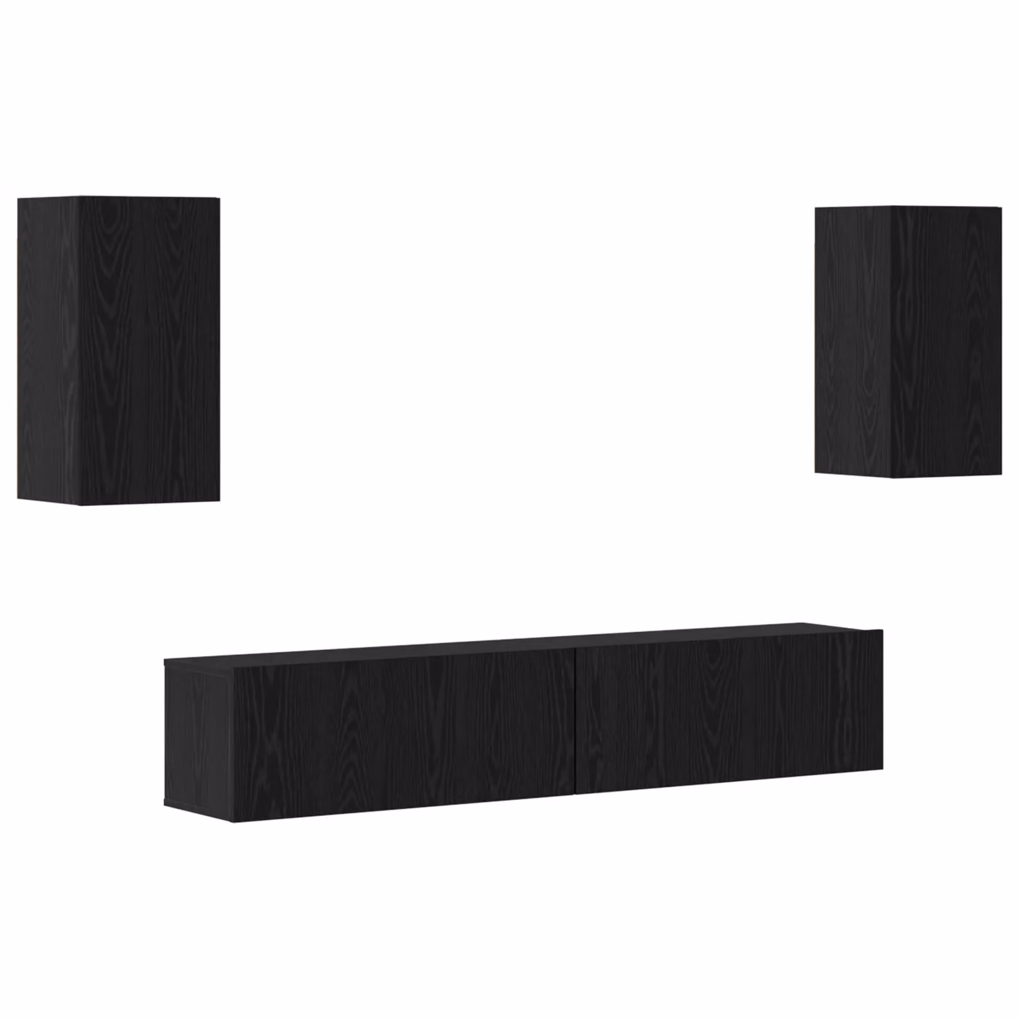 Berkfield Home 4-Piece Wall-Mounted TV Cabinet Set with Storage and Door in Black Oak, W/D/H: 80 x 30 x 30.5 cm – 2
