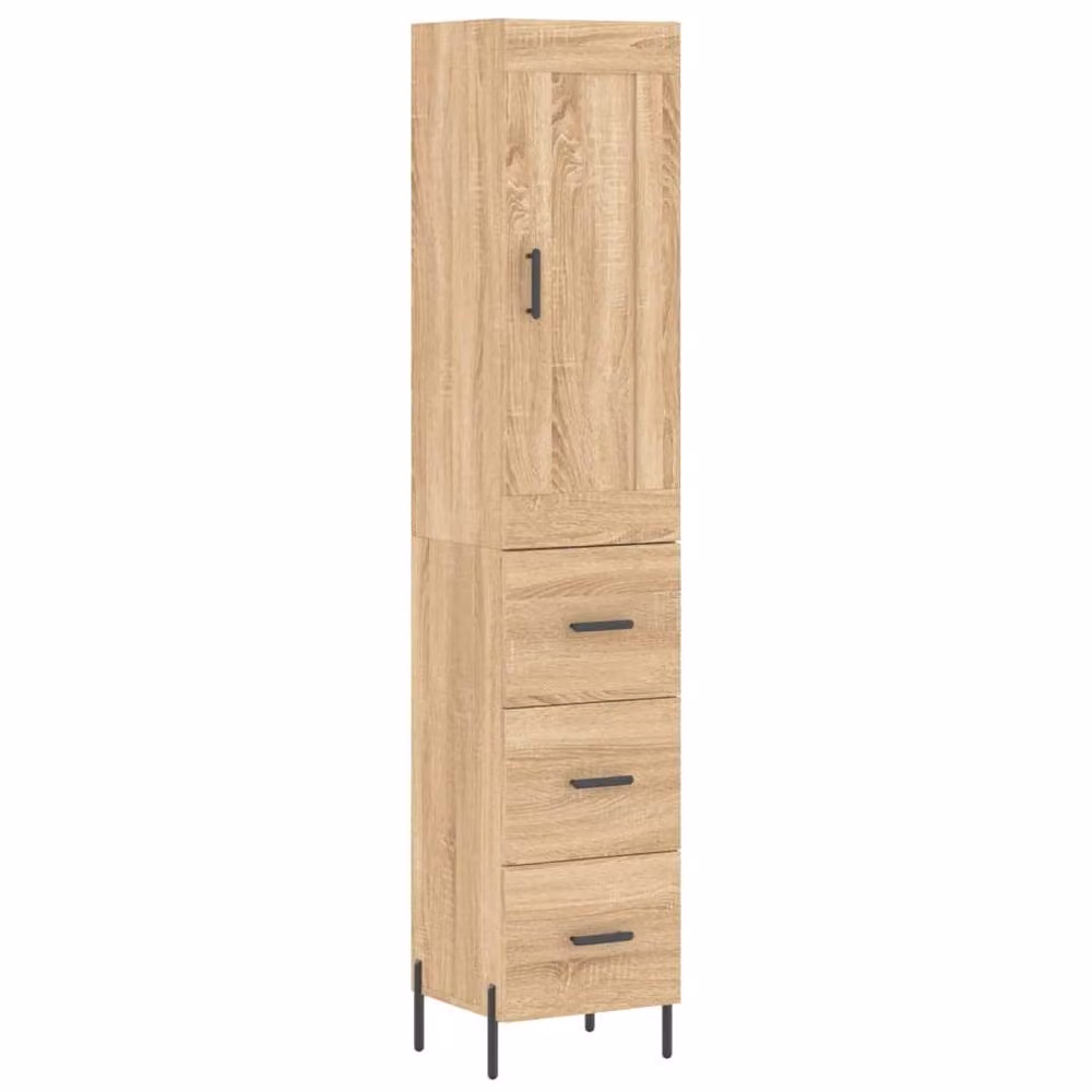 Berkfield Home Sonoma Oak Highboard in Brown, W/D/H: 34.5 x 34 x 180 cm – 3