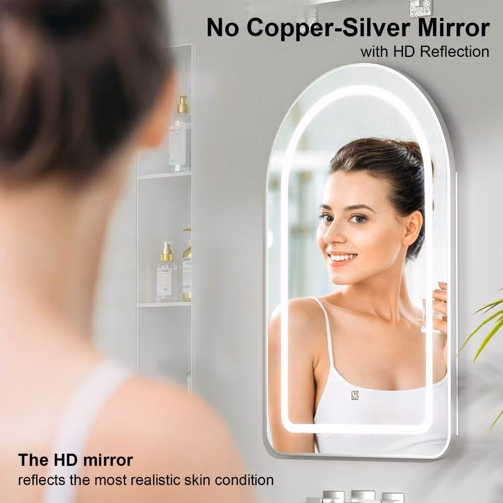 KEEPREAPER Modern Wall-Mounted Bathroom Mirror Cabinet with LED Lighting and Silver Metal Frame – 2