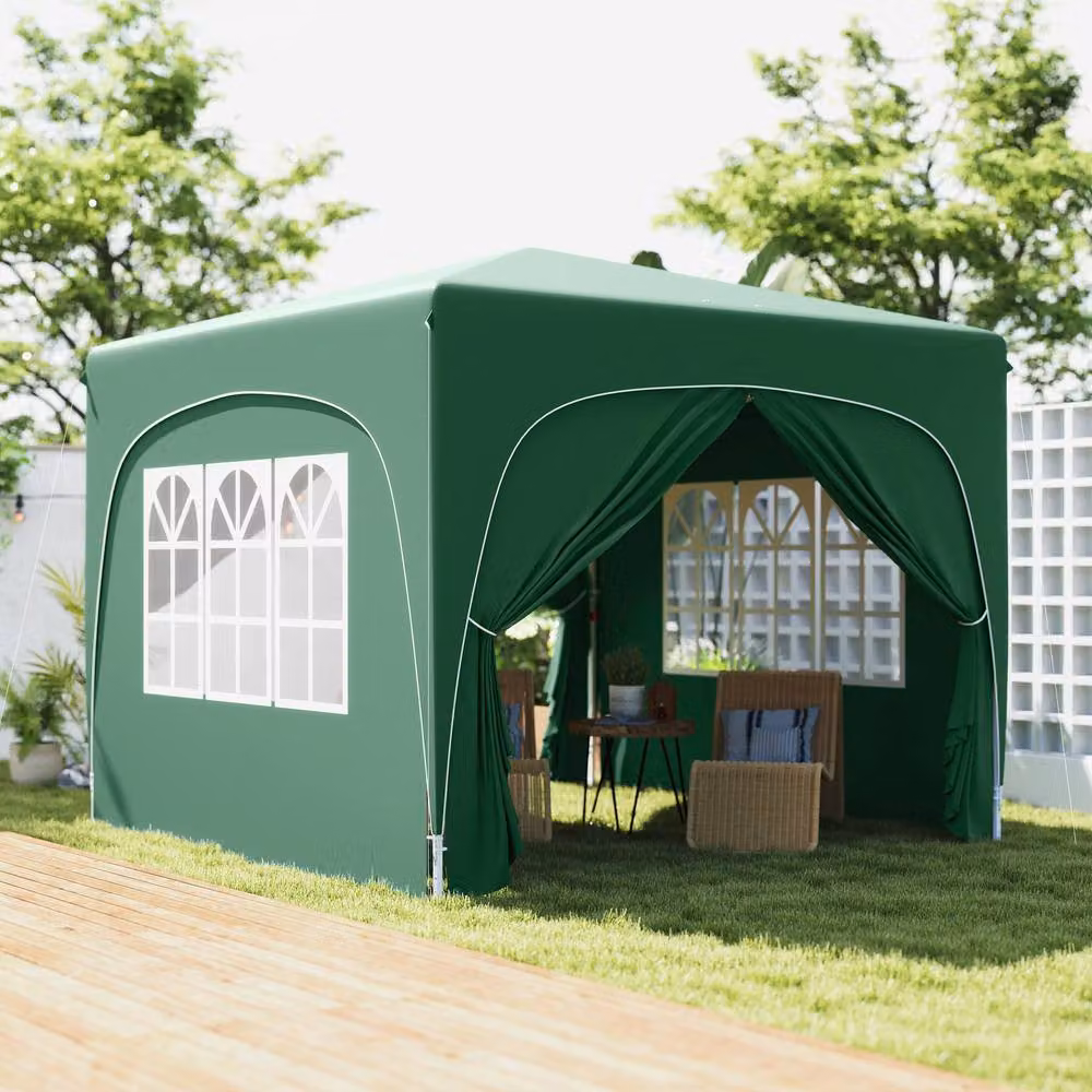 Matteo Pop-Up Gazebo Shelter in Green with Accessories, W: 300 cm, D: 300 cm, H: 273 cm – 2