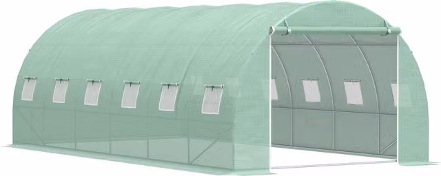 Outsunny Eco Friendly Large Walk-In Greenhouse with Steel Frame and Windows, Green, W: 6 m, D: 3 m, H: 2 m – 1