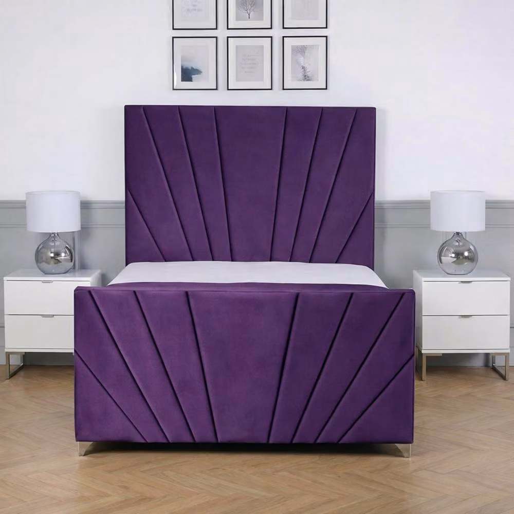 Living Comfort Bedz Lumina Purple Velvet Upholstered Gas Lift Storage Bed, W/D/H: 140 x 200 cm – 2