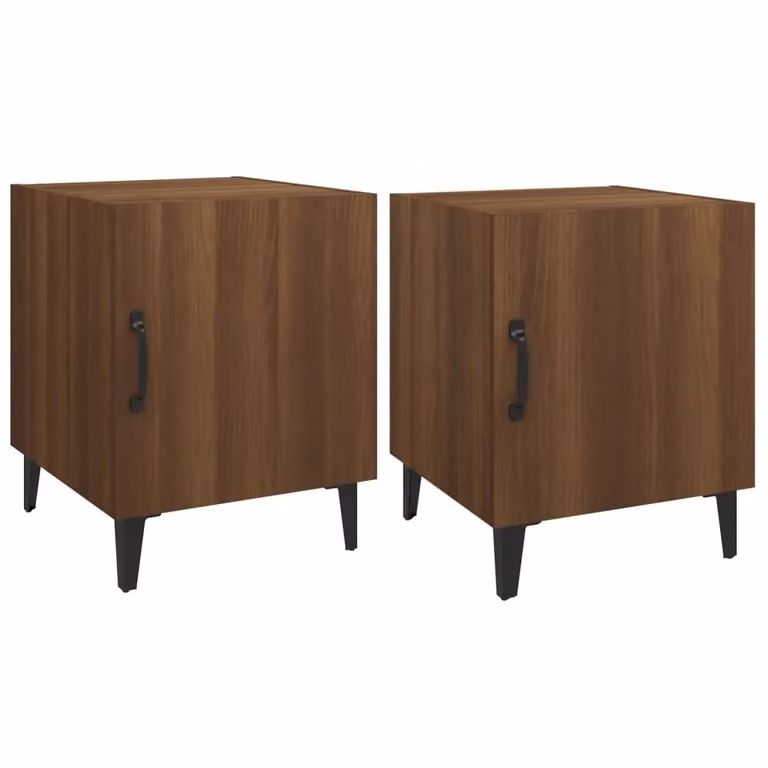 Berkfield Home Set of 2 Classic Wall-Mounted Bedside Cabinets in Brown Oak Engineered Wood