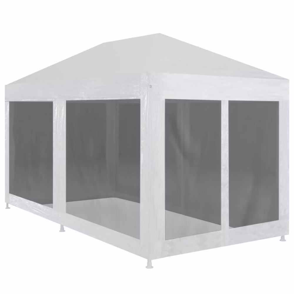 Berkfield Home Party Tent with 6 Mesh Sidewalls, W: 6 m, D: 3 m, H: 3 m, White and Black – 2