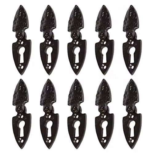 Hammer and Tongs Arrowhead Escutcheon Plate with Cover, Black Matt Iron, W: 30 mm, H: 55 mm, Pack of 10 – 2