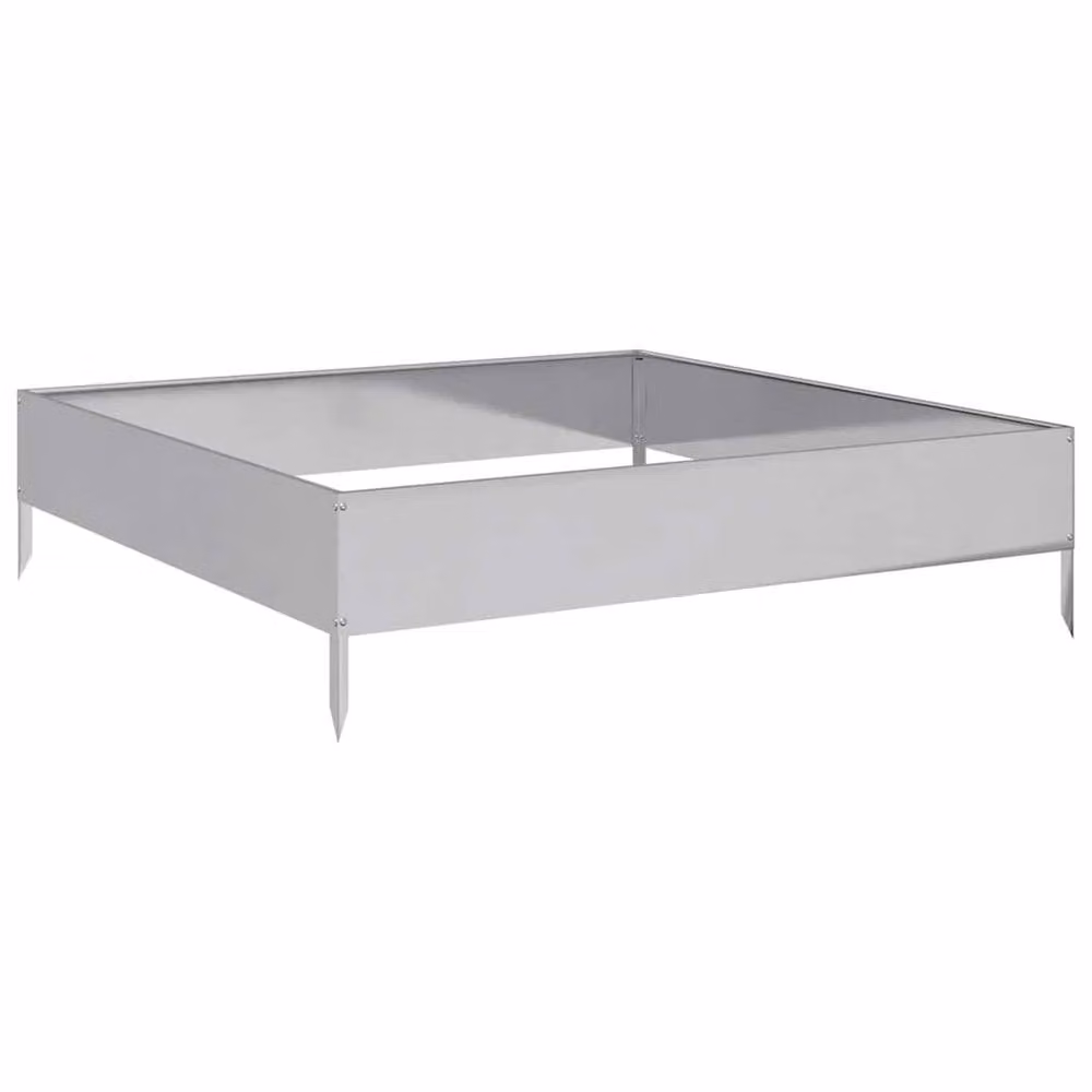 Berkfield Home Garden Galvanised Steel Raised Bed in Silver, W/D/H: 100 x 100 x 26 cm – 3
