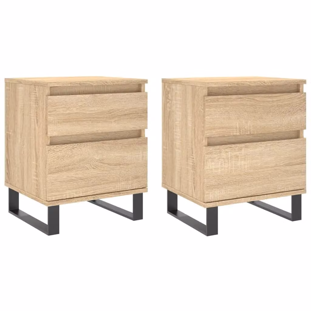 Berkfield Home Set of 2 Modern Bedside Cabinets in Sonoma Oak Brown, W/D/H: 40 x 35 x 50 cm