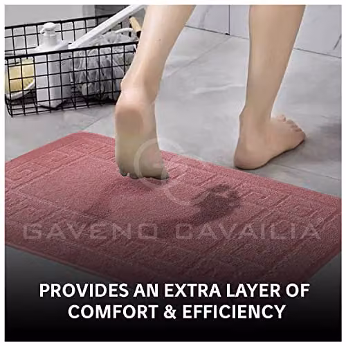 GC Gaveno Cavailia 2 Piece Non-Slip Memory Foam Bath Mat and WC Pedestal Mat Set, Pink, W: 75 cm, D: 50 cm, H: 2 cm – 2