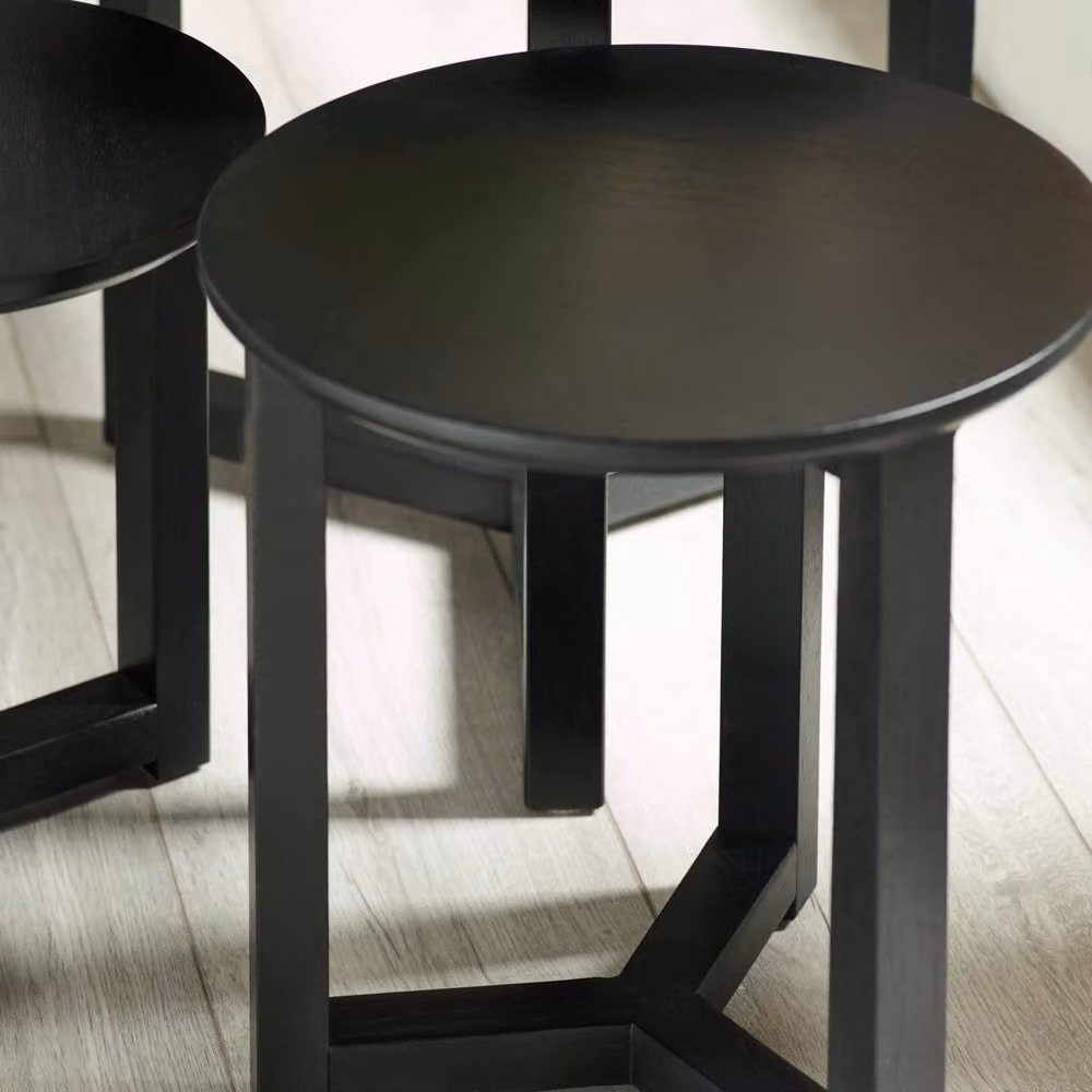 Cheshire Nordvik Nest of 3 Modern Geometric Tables in Black – 7