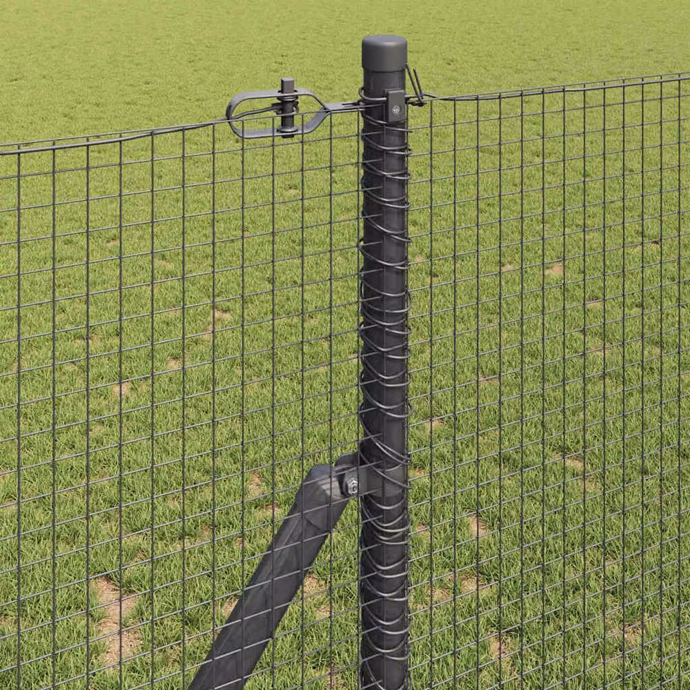 Berkfield Home Modern Welded Wire Fence with 7 Posts, Grey Steel, W: 120 cm, L: 10 m – 3