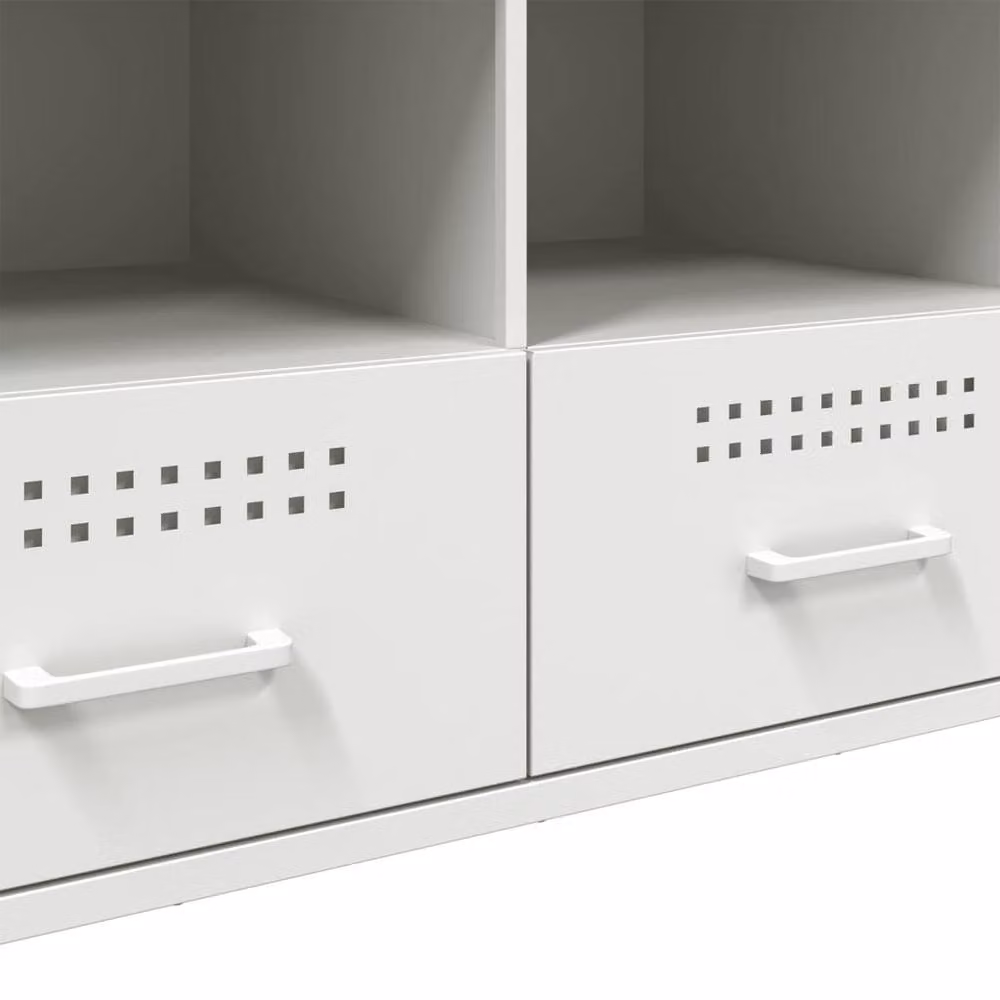 Berkfield Home White Steel TV Cabinet W: 100.5 cm, D: 39 cm, H: 50.5 cm – 4