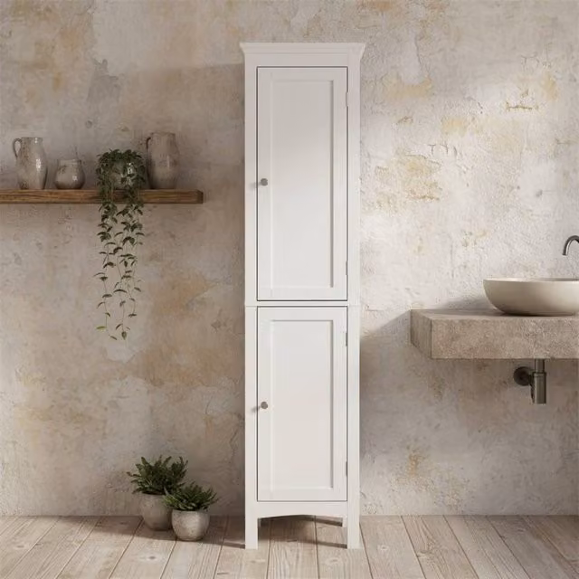Wyld Haus Barila Slim Tall Bathroom Storage Cabinet, White, Height: 160 cm – 1