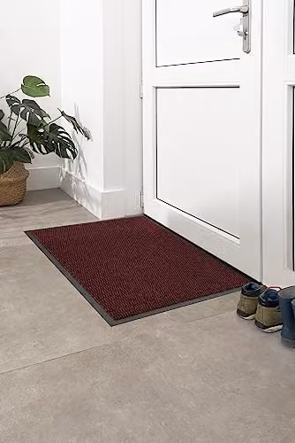 KAV Non-Slip Washable Dirt Trapper Door Mat, Red, Pack of 2, W: 40 cm, D: 60 cm – 2