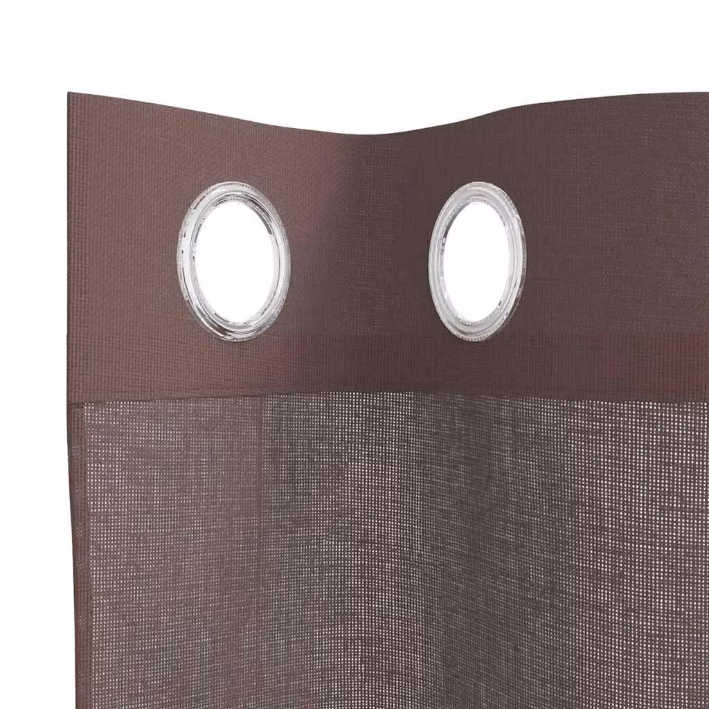 Berkfield Home Brown Transparent Voile Fabric Panel Curtains with Eyelets, 2 Pack, W: 140 cm, H: 225 cm – 5