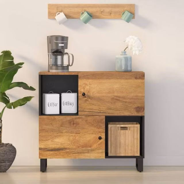 Berkfield Home Solid Mango Wood Sideboard with 2 Doors in Brown, W/D/H: 80 x 33 x 75 cm – 1