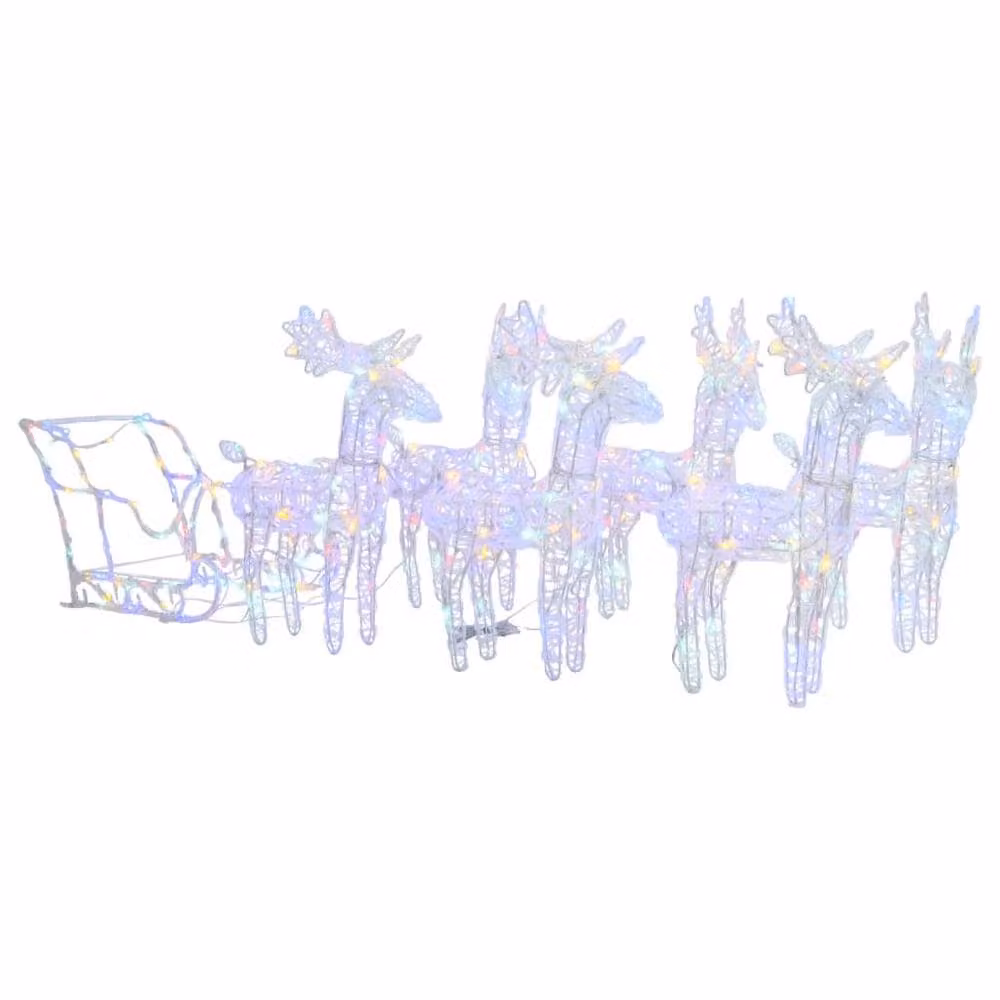 Berkfield Home Multicolour Reindeers and Sleigh LED Christmas Decoration with 320 LEDs – 2