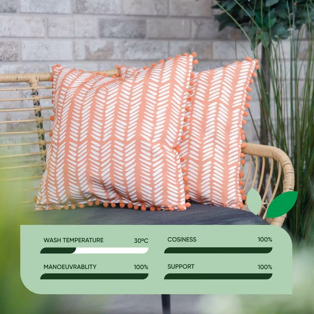 Gardenwize Pack of 2 Square Floral Outdoor Scatter Cushions in Orange – 2
