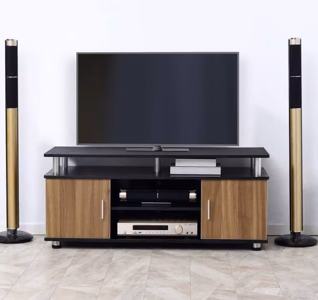 FORGEVIO Modern Multicolour TV Cabinet Stand and Media Entertainment Unit with MDF and Metal Construction, W/D/H: 132.6 x 40 x 40 cm