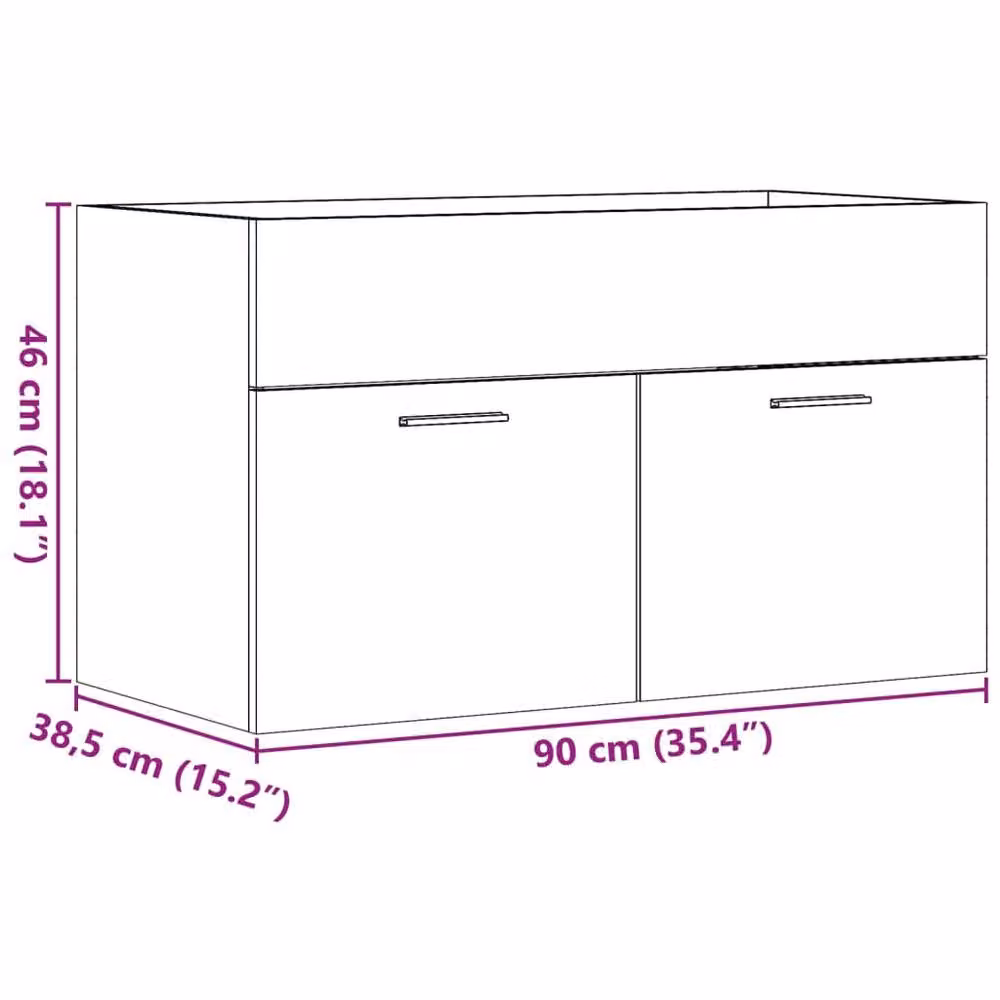 Berkfield Home Durable Bathroom Sink Cabinet in Old Wood Brown, W/D/H: 90 x 38.5 x 46 cm – 5