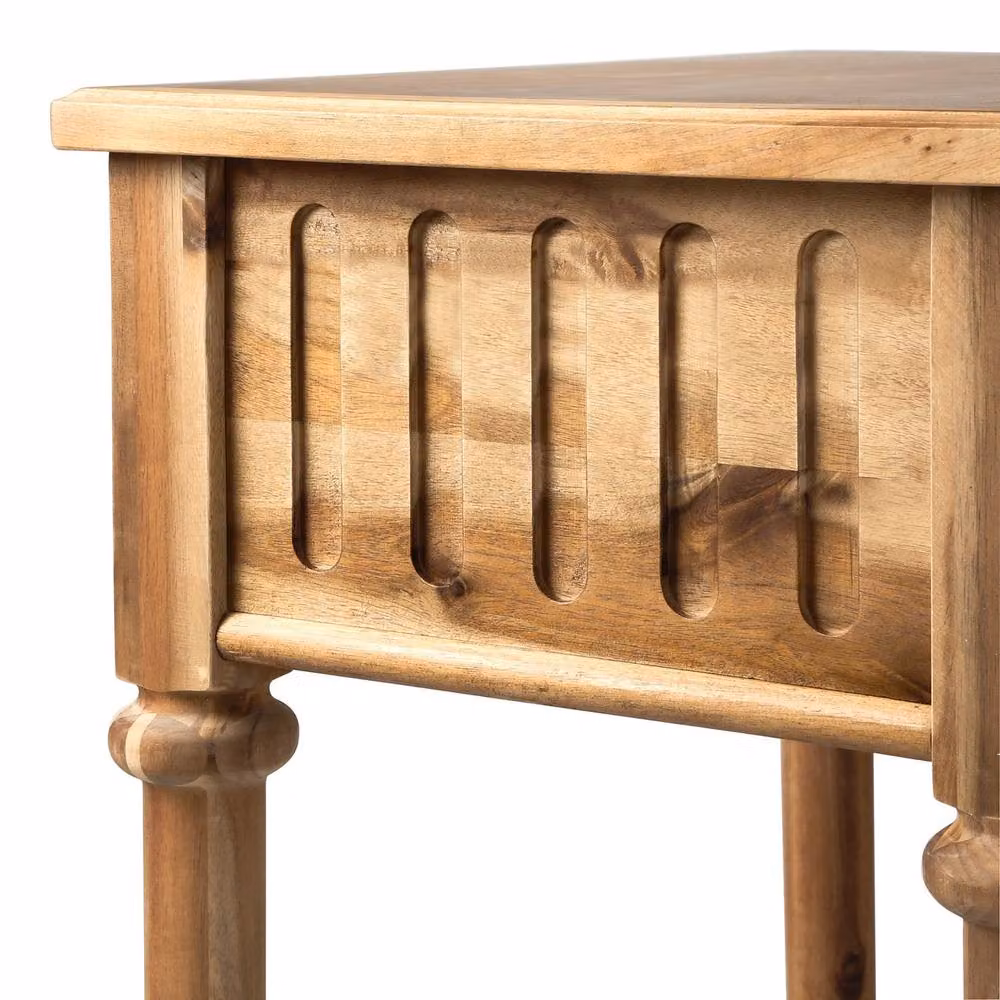 Signature Georges Bedside Table with 1 Drawer in Aged Solid Acacia, Dark Brown, W/D/H: 35.0 x 45.0 x 65.0 cm – 6