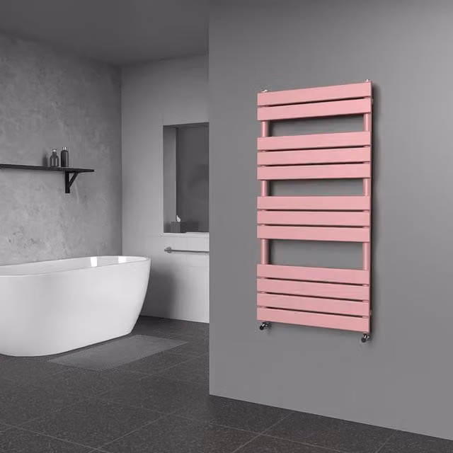 Lux Heat Flat Coloured Towel Radiator in Pink, W: 60 cm, H: 120 cm