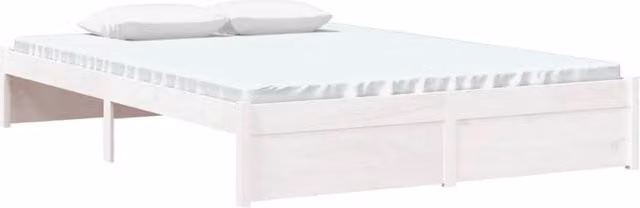 Berkfield Home Beautiful Solid Wood Pine Bed Frame in White, W/D/H: 140 x 200 x 31 cm – 1