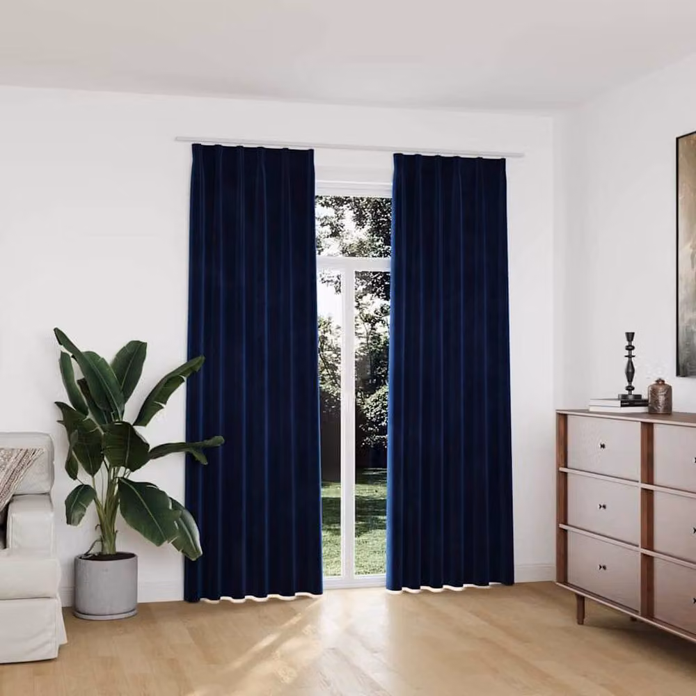 Berkfield Home Blackout Velvet Curtains, 2 Pack, Blue, W: 140 cm, H: 225 cm – 2