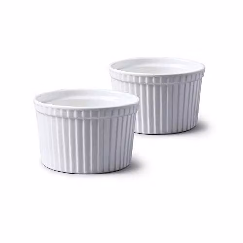 WM Bartleet & Sons Set of 2 White Porcelain Deep Ramekins with Lids, 10 cm Diameter