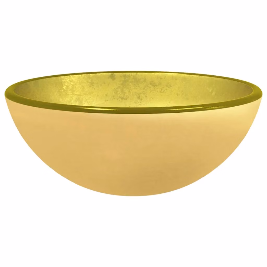 Berkfield Home Round Tempered Glass Countertop Basin in Gold, W: 30 cm, D: 30 cm, H: 12 cm – 2