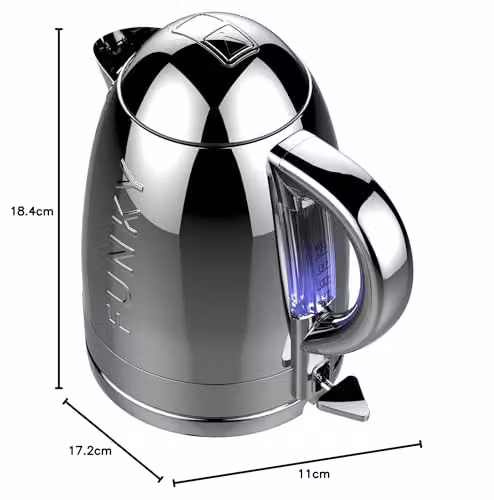 The Funky Appliance Company Retro Kettle in Silver with 1.7 l Capacity and 3 kW Fast Boil – 2