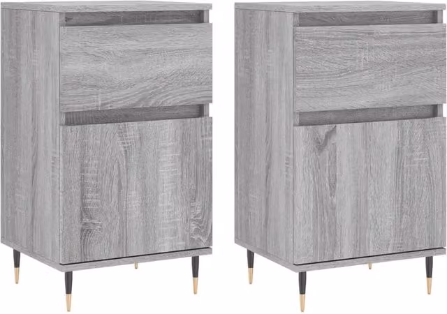 Berkfield Home Set of 2 Grey Sonoma Sideboards in Engineered Wood W/D/H: 40 x 35 x 70 cm – 1