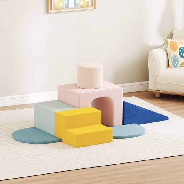 AIYAPLAY 8 Piece Modular Soft Play Foam Block Set for Kids, Multicolour