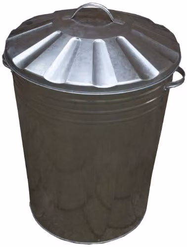 Apollo Gardening Ltd 90L Galvanised Steel Garden Dustbin with Lid and Handles in Silver