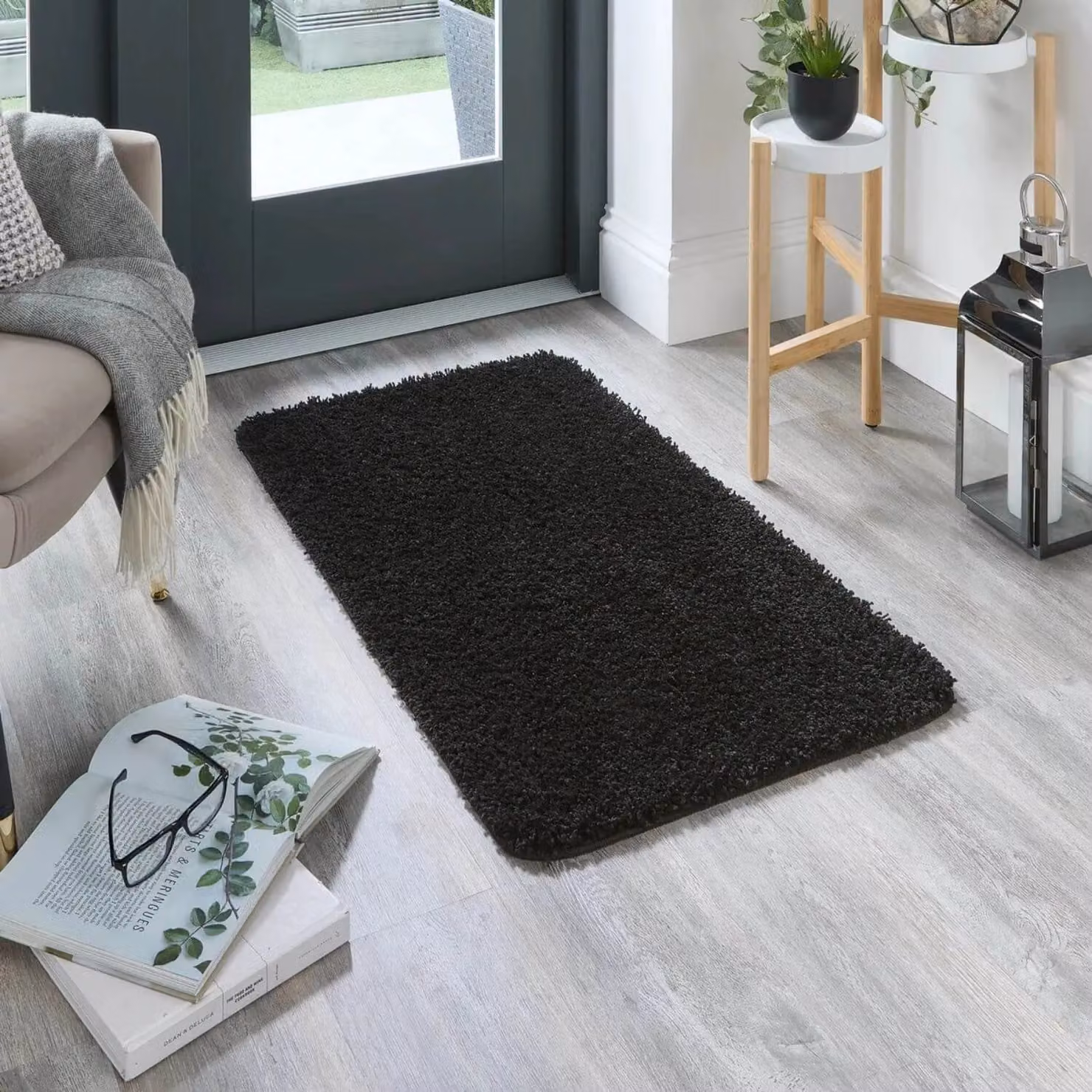 THE RUGS Washable Non Slip Shaggy Rug in Black, W: 120 cm, D: 80 cm – 8