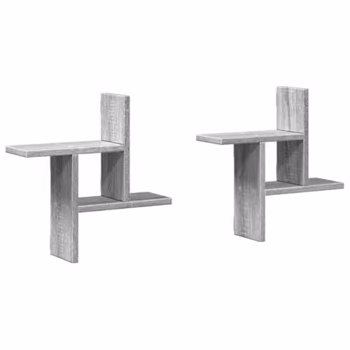 vidaXL Set of 2 Wall Mounted Shelves in Grey, W/D/H: 38 x 12 x 38 cm – 1