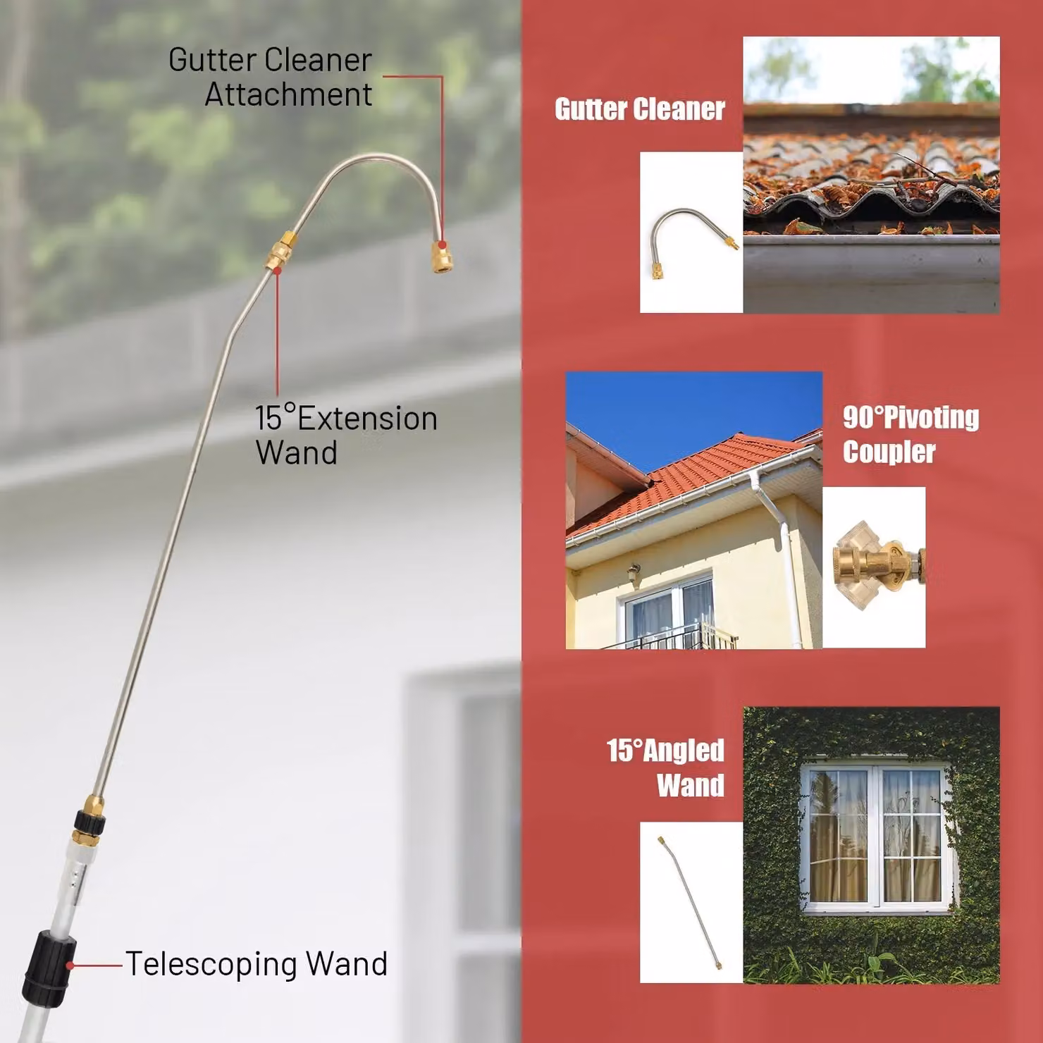 Costway 5M Telescoping Pressure Washer Extension Wand, Commercial Grade Aluminium, Black – 4
