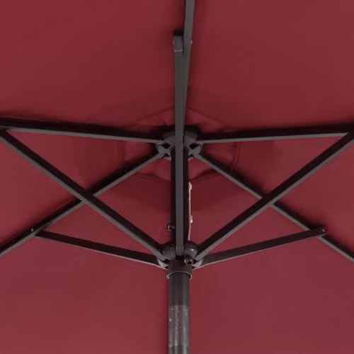 vidaXL Garden Parasol with LEDs and Steel Pole, Red, W: 225 cm, D: 225 cm, H: 212 cm – 6