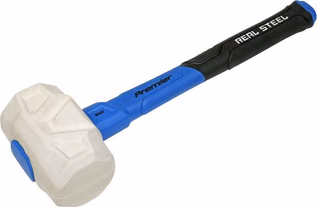Loops 24oz Rubber Mallet with Fibreglass Shaft and Non-Marking Head in Clear/White