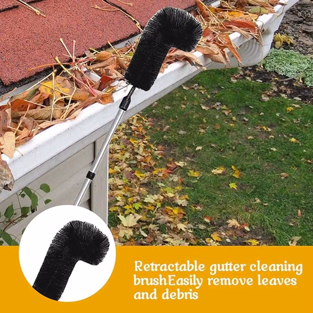 Kelvenix Gutter Cleaning Brush with Telescopic Steel Handle, Black – 4